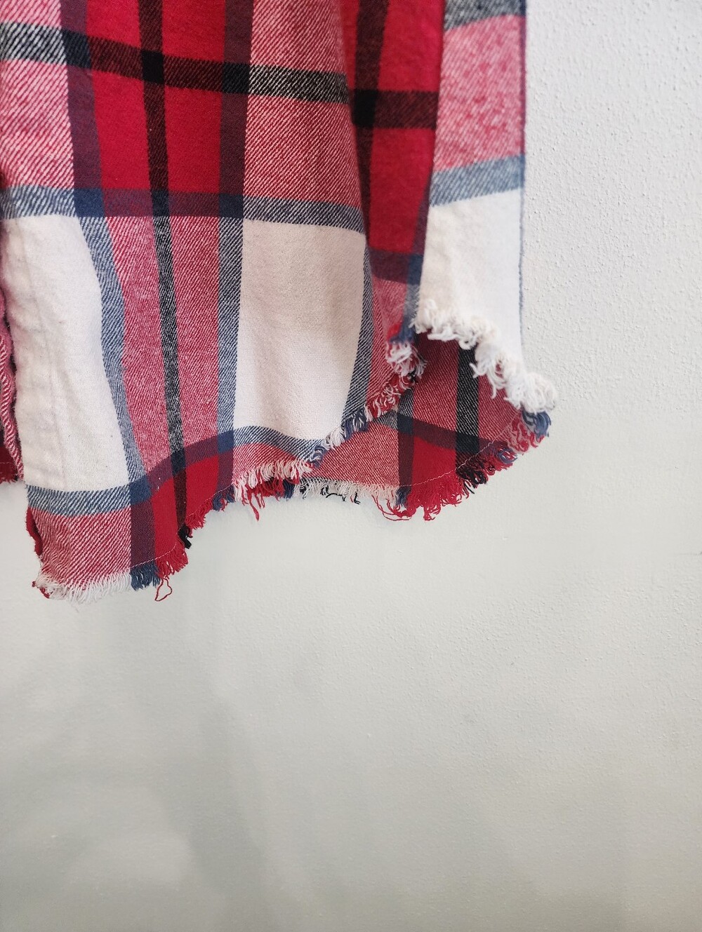 Plaid Flannel Dress Duster Button Down Long Sleeve Red White Med Dizzy Lizzy - Picture 10 of 15
